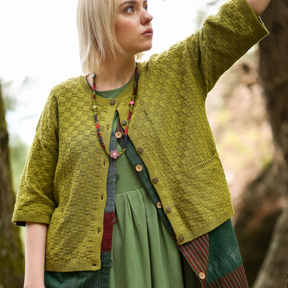 Organic/recycled cotton cardigan - green pepper