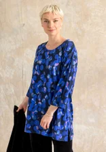 Tunique à motif/unie "Frida" en jersey de coton biologique - bleu cobalt/motif