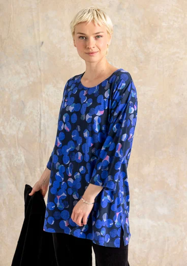Tunique à motif/unie "Frida" en jersey de coton biologique - bleu cobalt/motif