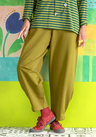 “Cozy” organic cotton/elastane jersey trousers  - dark olive