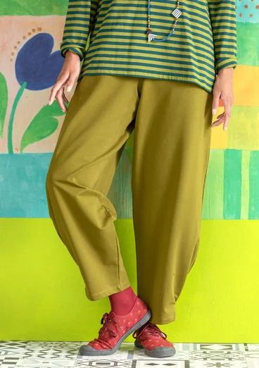 “Cozy” organic cotton/elastane jersey trousers  - dark olive