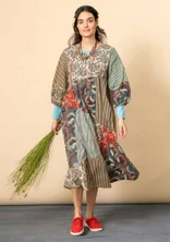 Robe "Patch work" en coton biologique tissé - naturel foncé