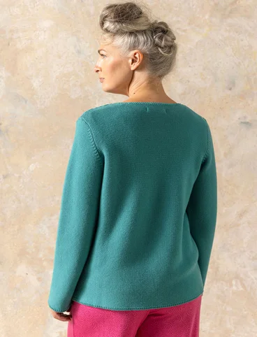 Sweater in recycled cotton - aquagrn