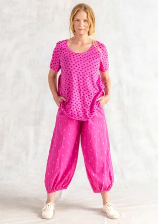 Kortärmad trikåtop "Ines" i ekologisk bomull - vildros0SL0mnstrad