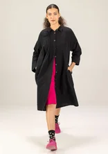 “Hinata” woven organic cotton/linen dress - black