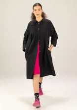 “Hinata” woven organic cotton/linen dress - black