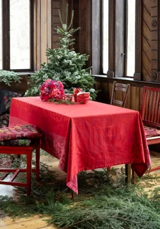 “Baluns” tablecloth in organic cotton - poppy