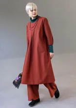 Gepunktetes oder einfarbiges Kleid „Elin“ aus Viskose/Leinen - rost