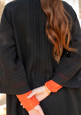 Robe "Sand" en tissu de coton biologique/lin - noir