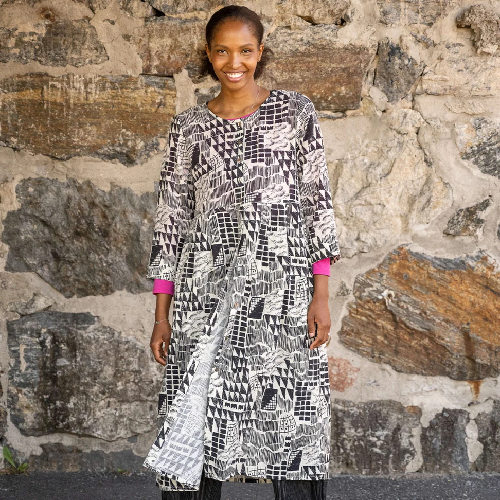 “Stockholm” woven organic cotton dress - feather