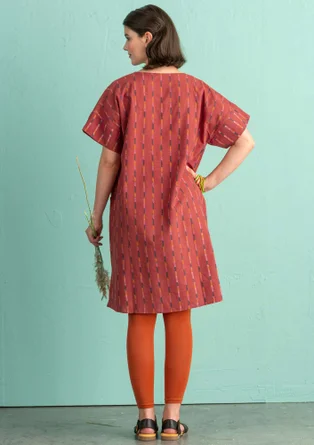 Robe "Ikat" en coton tissé - rouge garance