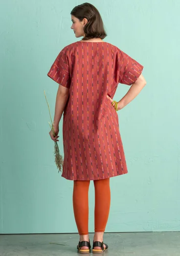 Robe "Ikat" en coton tissé - rouge garance
