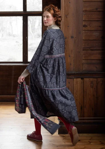 “Kamelia” woven dress in organic cotton/silk - black