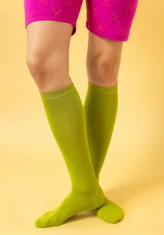 Organic cotton knee-highs - leaf green