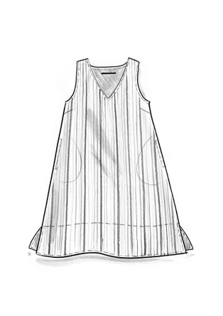 “Esme” woven organic cotton/linen dress - iron grey/stripe