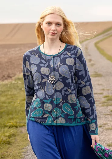 Gilet à motif "Pumpkin" en coton biologique et recyclé/laine - indigo foncé