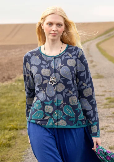 Gilet à motif "Pumpkin" en coton biologique et recyclé/laine - indigo foncé