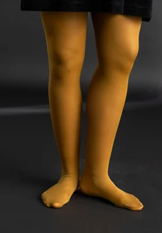 Einfarbige Strumpfhose aus Recycling-Polyamid - messing