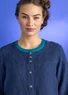 Woven “Asta” artist’s blouse in linen (indigo/striped XS)
