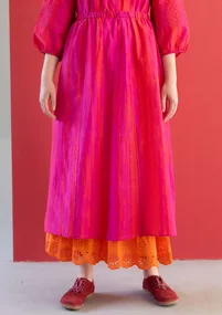 Geweven rok "Melody" van biologisch katoen/zijde - roze begonia