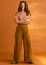 Velour pants in organic cotton/recycled polyester (curry XXL)