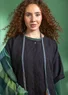 Vevd bluse «Alva» i lin (svart/stripete S)