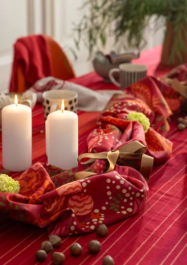 “Alaska Sky” tablecloth in organic cotton - poppy
