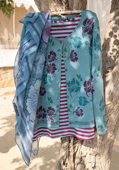 Foulard "Okinawa" en laine - indigo clair