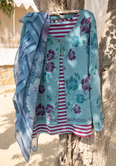Foulard "Okinawa" en laine - indigo clair
