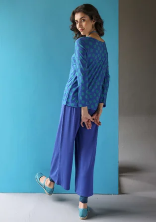 “Aina” jersey top in organic cotton/modal - sapphire blue/turquoise