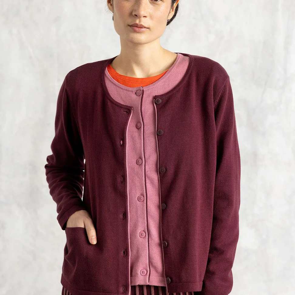 Vest van biologisch/gerecycled katoen - aubergine