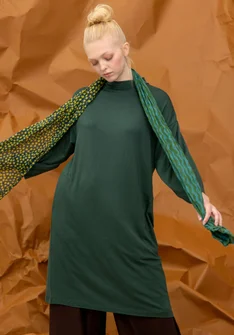 Blomstrete/ensfarget trikotkjole «Hillevi» i lyocell/elastan - monstera