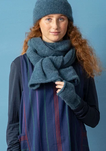 Écharpe en maille d’alpaga mélangé - indigo vert/chiné