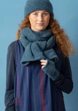 Knitted alpaca blend scarf - indigo green/melange