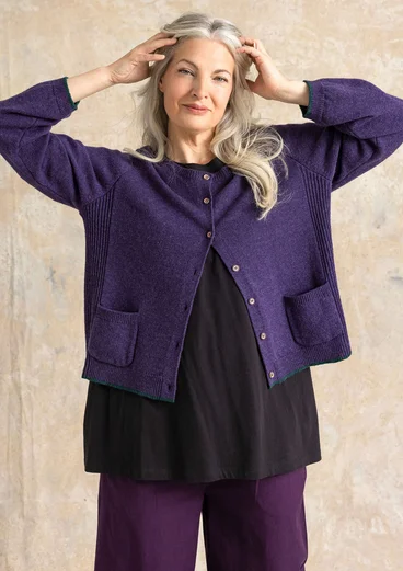Gilet rayé, à pois et uni "Wilma" en laine d'agneau - lilas orageux/chiné