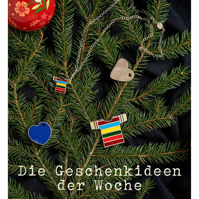 Kette, Anhänger und Brosche aus Silber von Gudrun Sjödén. Alles dekoriert an Tannenzweigen. 