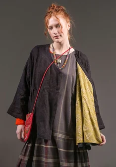 “Bodil” woven linen jacket - black