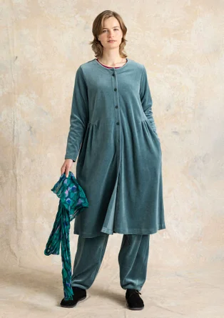 Robe boutonnée en velours de coton biologique/polyester recyclé - arbre à thé
