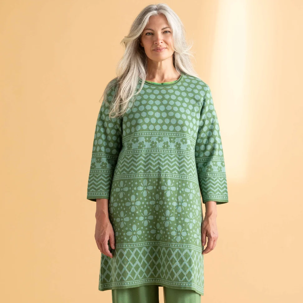 “Inez” recycled/organic cotton dress - elm green