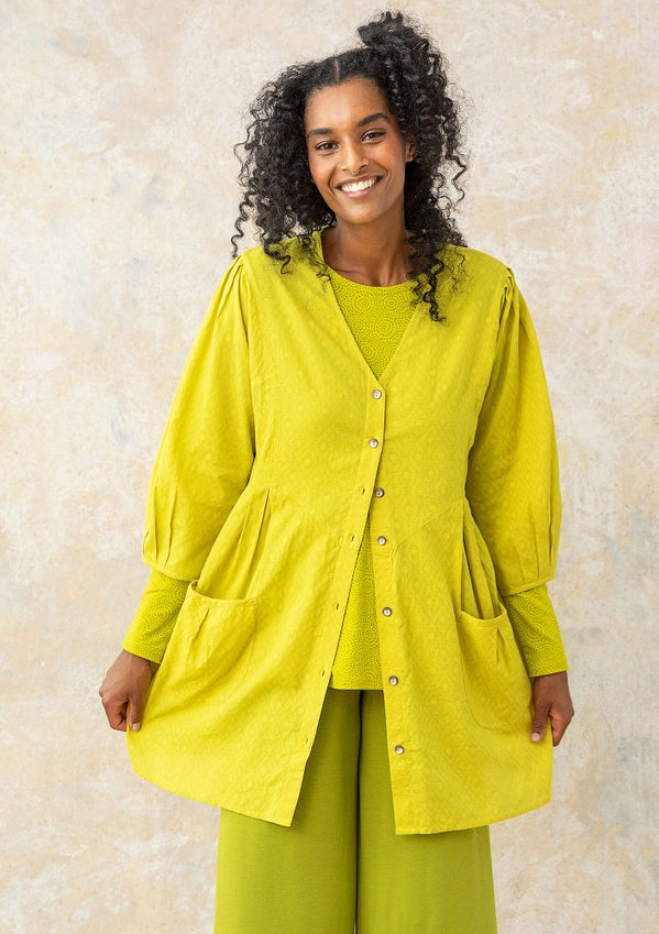 Painter’s smock blouse lime green