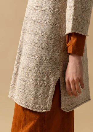 Linen/recycled cotton knit sweater - natural