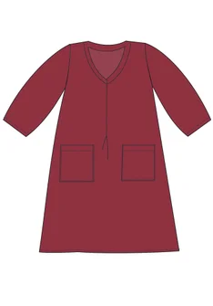 Kjole med V-utringning - cranberry/texture