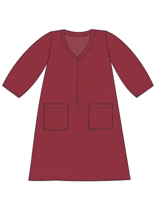 Jurk met V-hals - cranberry/texture