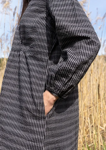 “Wavy” woven organic cotton dress - black