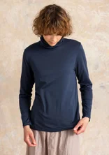 Long-sleeve, lyocell/elastane jersey polo-neck top - ink blue