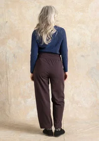 Ensfarget yogabukse i trikot i økologisk bomull / elastan - dark0SP0aubergine