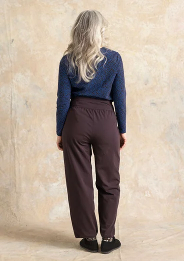 Ensfarget yogabukse i trikot i økologisk bomull / elastan - dark0SP0aubergine