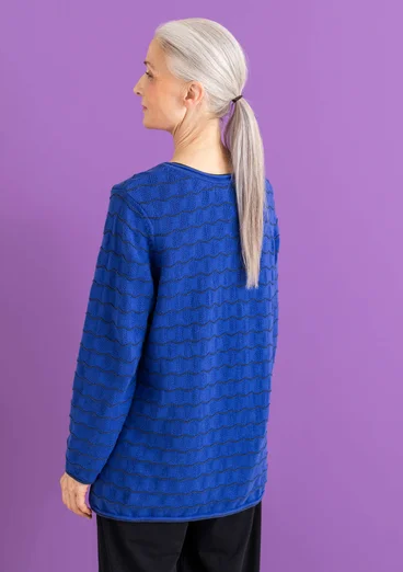 “Celia” recycled cotton favourite sweater - lupin/dark indigo