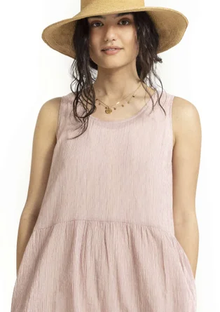 Robe "Stripe" en tissu de coton biologique - figue