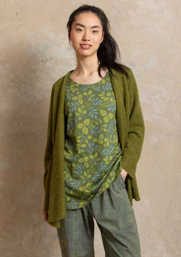 Wool/cotton/alpaca cardigan - green pepper/melange